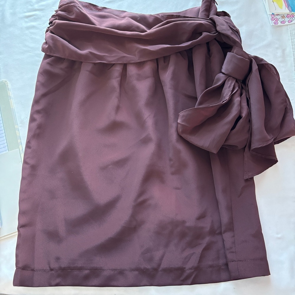 Hannah & Gracie Sz S Burgandy Taffeta Skirt W/Cumberband tie Fancy, Date nite